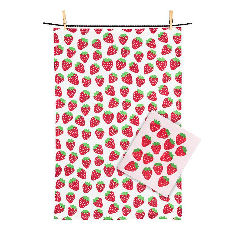 Strawberries Dishcloth & Kitchen Towel Set