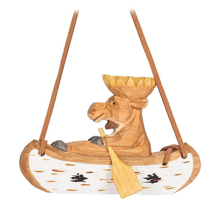 Moose in a canoe ornament