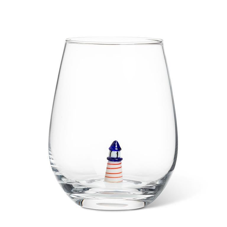 Lighthouse Icon Stemless Wine Glass