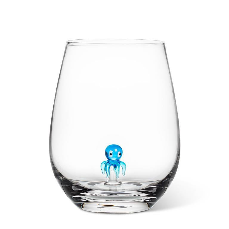 Octopus Icon Stemless Wine Glass