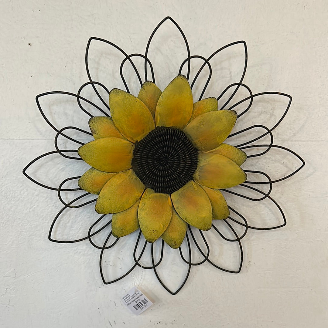 Yellow Metal Flower Wall Art