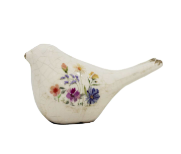 White Floral Bird Small