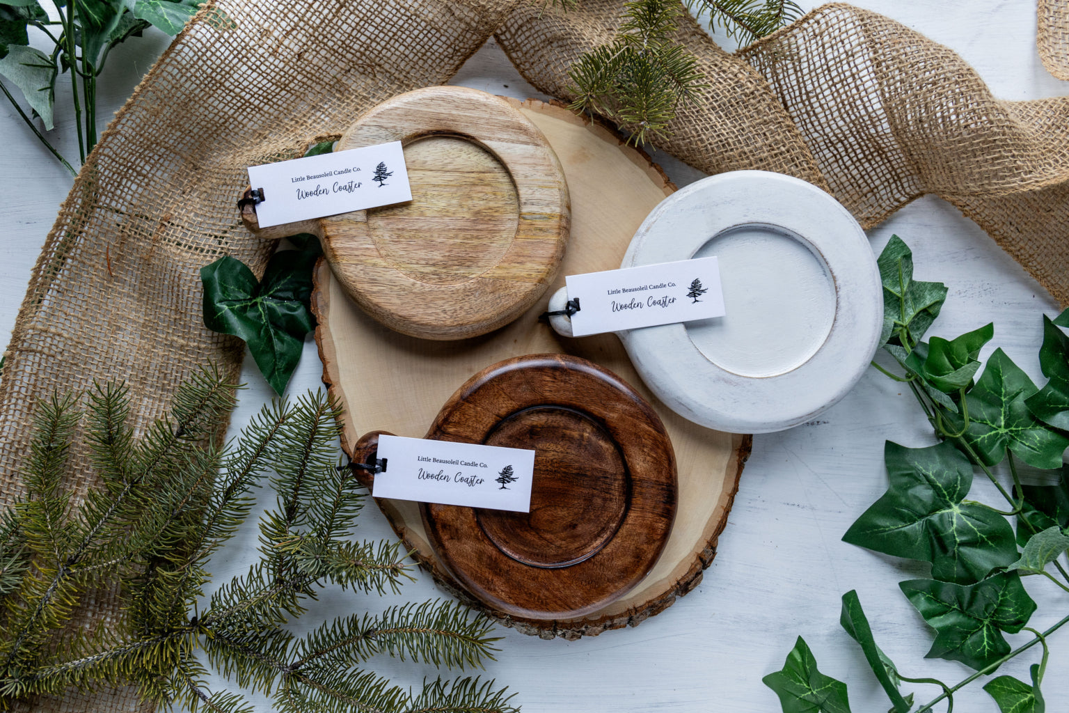 Antique White - Wooden Coaster